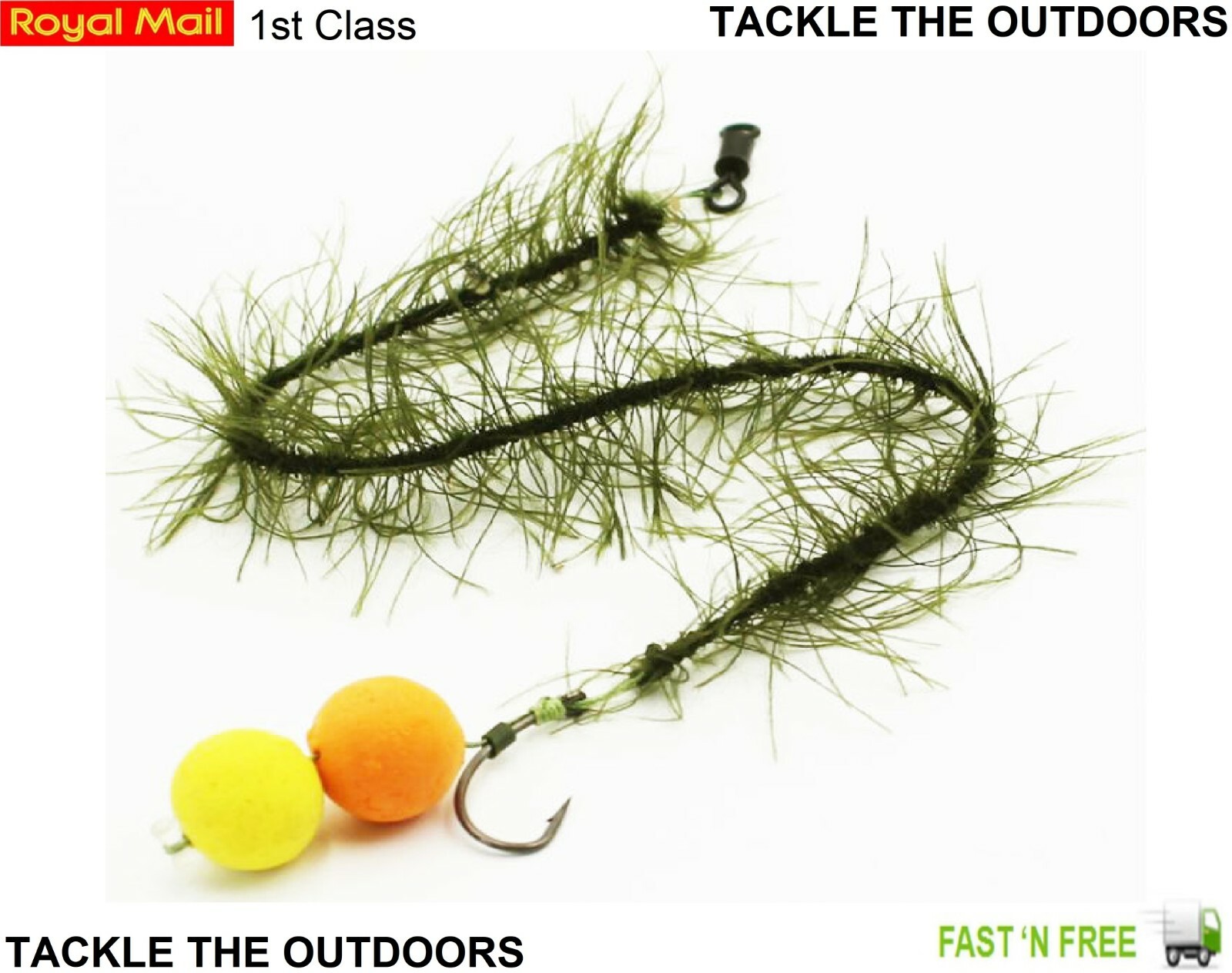 Size 8 Carp Coarse Fishing Hair Rigs x2 With Camo Weed Effect 20lb Braid Line UK eBay