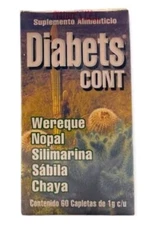 DIABETS CONT 60 Caplets 1g Nutritional Supplement 100% Natural 