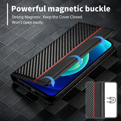 Hülle For Samsung S21 S22 S23 Plus Ultra Carbon Handy Tasche Schutz Flip Cover