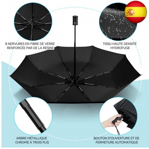 TechRise Paraguas clásico resistente al viento plegable automático compacto p - Imagen 3 de 7