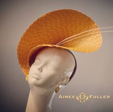 Aimee Fuller Golden Spicy Yellow Bright Gold Big Kentucky Derby Fascinator Hat