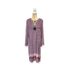 NEW Nightcap Clothing Printed Midi Dress Size L Large (4) Purple Tie Neck