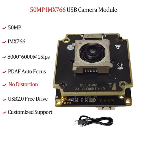 50MP IMX766 USB Camera Module PDAF AF Autofocus UVC Free Drive Webcam 8000x6000
