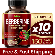 Premium Berberine with Ceylon Cinnamon 9,600mg 150 Caps Heart Health  Immune US