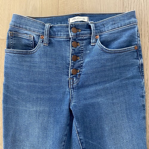 Madewell 26 Skinny Crop 9 Inch Mid Rise Button Fly Womens Medium Wash Blue Jeans - Picture 2 of 8