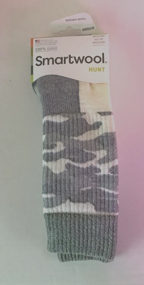 Meias Smartwool Merino lã unissex média caça camuflagem alta tripulação branca com cinza - Imagem 3 de 4