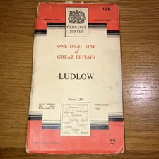 Vintage Ordnance Survey One Inch Ludlow 1962 Map 129 On Cloth