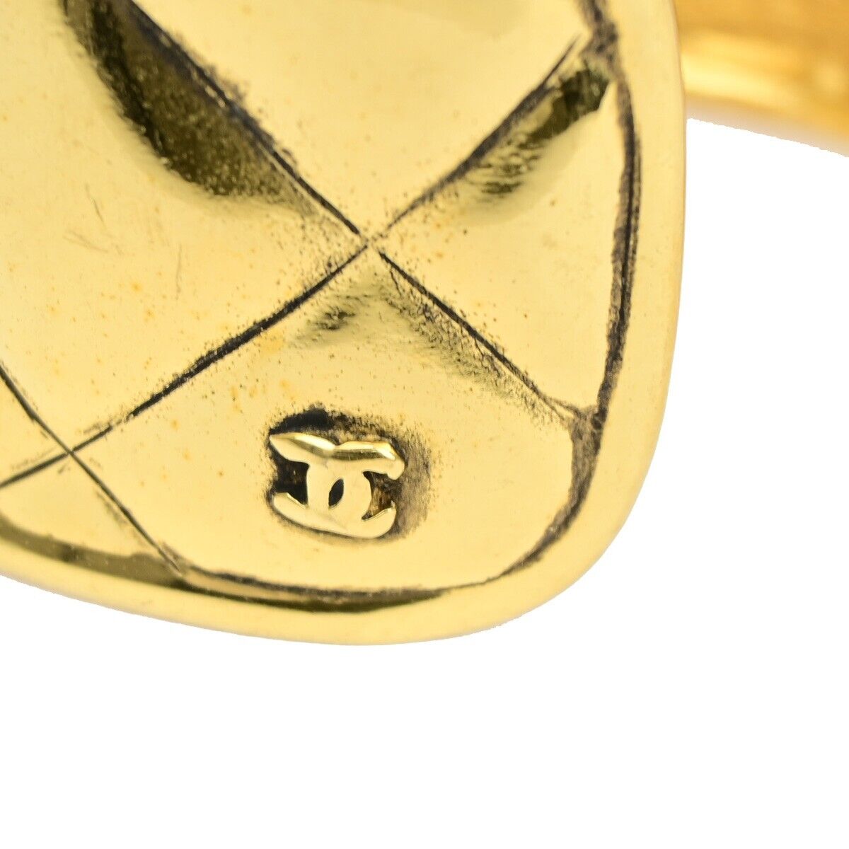 CHANEL CC Logo Matelasse Bangle Bracelet GHW France CHANEL CC Logo Matelasse Bangle Bracelet GHW France