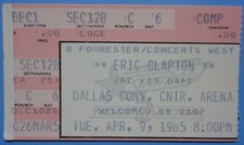 Eric Clapton Concert Ticket April 9, 1985 Dallas Convention Center, Texas