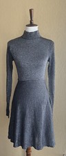 Eliza J Womens Metallic Mock Neck Knit Gray Dress Size XS