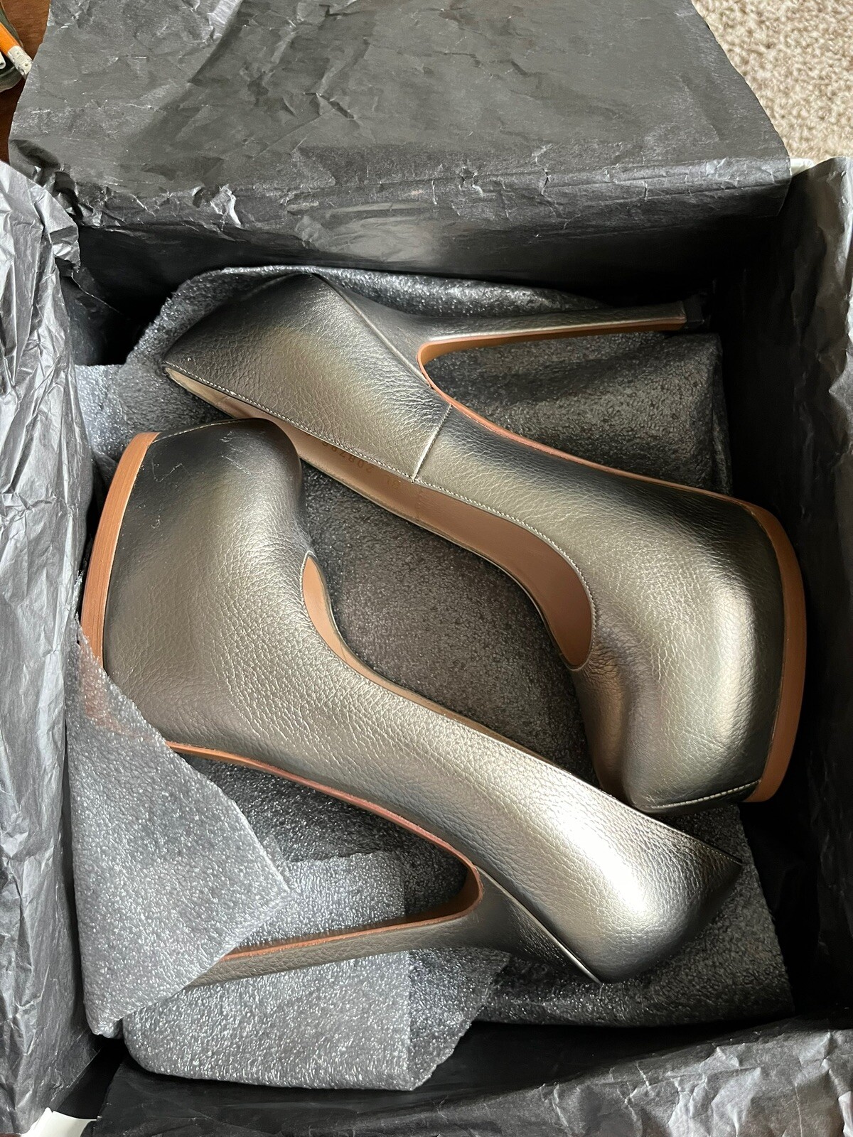 Décolleté YSL Yves Saint Laurent Tribtoo Vachetta seta velet plateau taglia 39 5