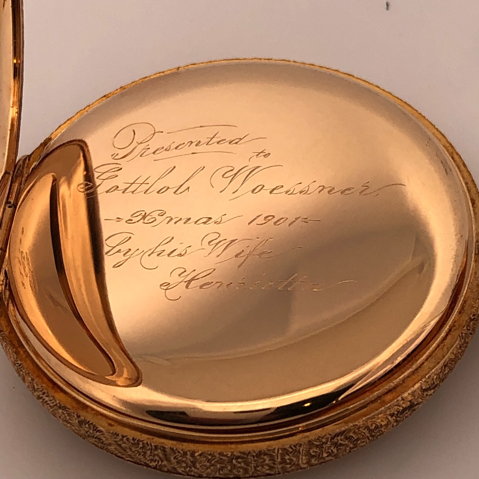 Beautiful Roy 14k Solid Gold 16s Empty Hunter Pocket Watch Case 46.4