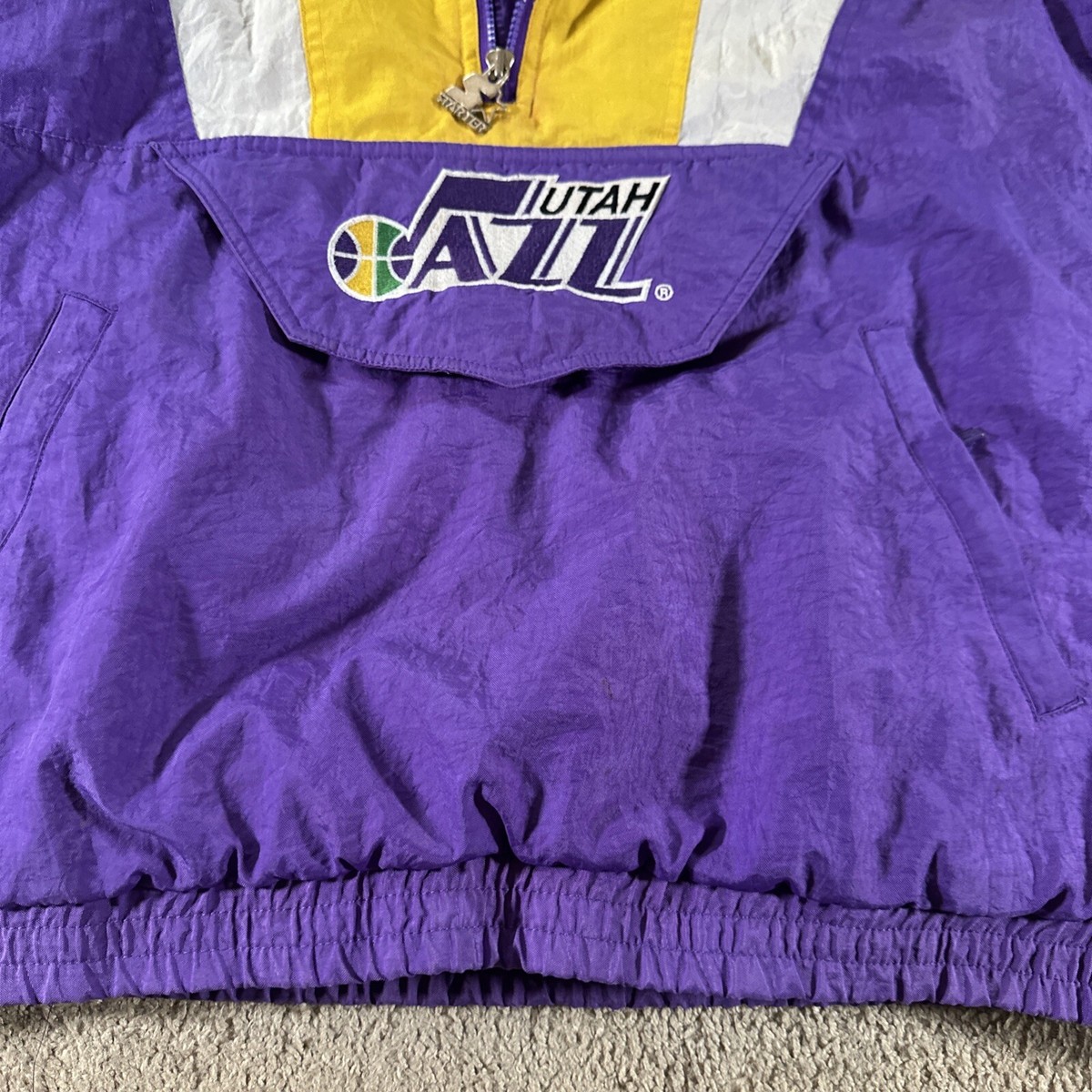 Vtg Utah Jazz Jacket Men Large Purple Yellow Starter Hooded