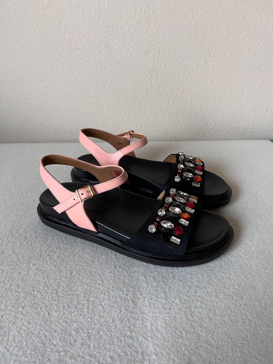 MARNI フスベット ブラック37サイズ マルニ Marni フスベットクリスクロスサンダル レザー ブラック