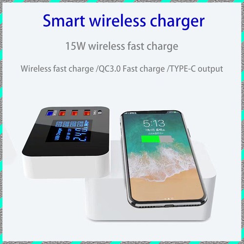Multi-port charging USB+1QC3.0+1Type-c+ wireless desktop smart LCD display - Picture 3 of 13