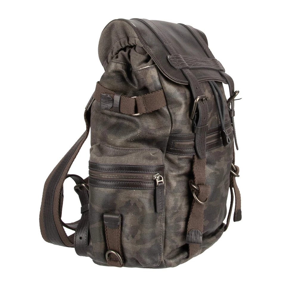 Bolso Mochila DOLCE & GABBANA Militar Lona Cuero Camuflaje Logo Verde Gris Foto 2 de 4