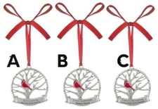MEMORIAL CARDINALS   ORNAMENTS With MESSAGES