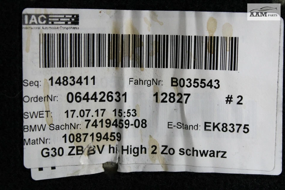 BMW M550I G30 XDRIVE 2018-2020 alfombrilla interior trasera revestimiento OEM Foto 4 de 4