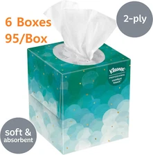 6 Boxes Kleenex Boutique Facial Tissue 2-Ply White Cube, 95 Count/box, 21270