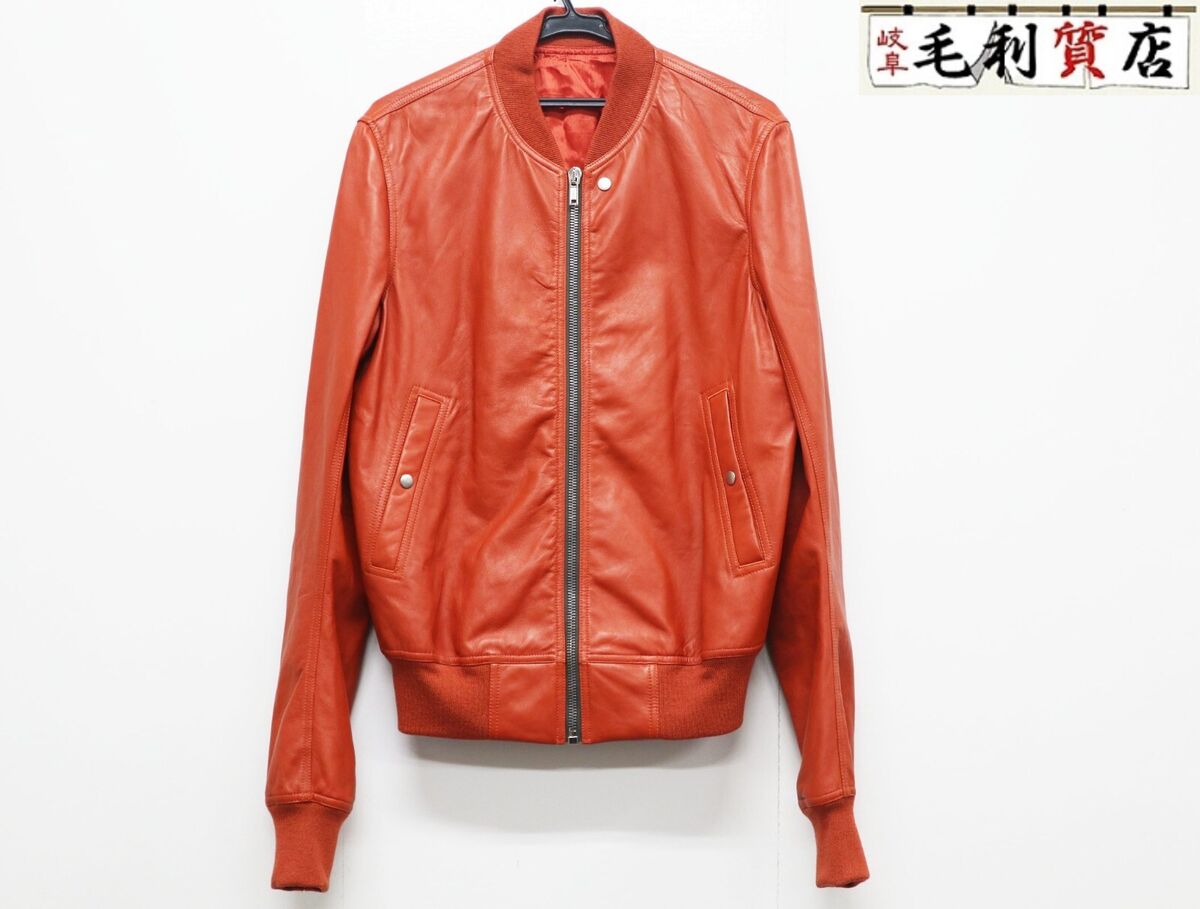Rick Owens Lambskin Bomber Jacket Size IT50 US42 Orange Rick Owens Lambskin Bomber Jacket Size IT50 US42 Orange