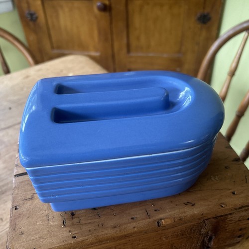 VTG Art Deco Hall China Westinghouse Blue Covered REFRIGERATOR Storage Dish - Picture 10 of 10