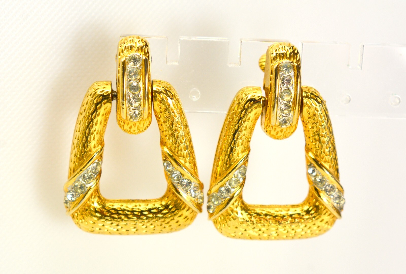 Statement Doorknocker Earrings Drop Dangle Gold P… - image 3