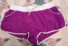 Vintage OP Ocean Pacific Short Shorts Jr Size 15/17 Purple White Elastic Waist