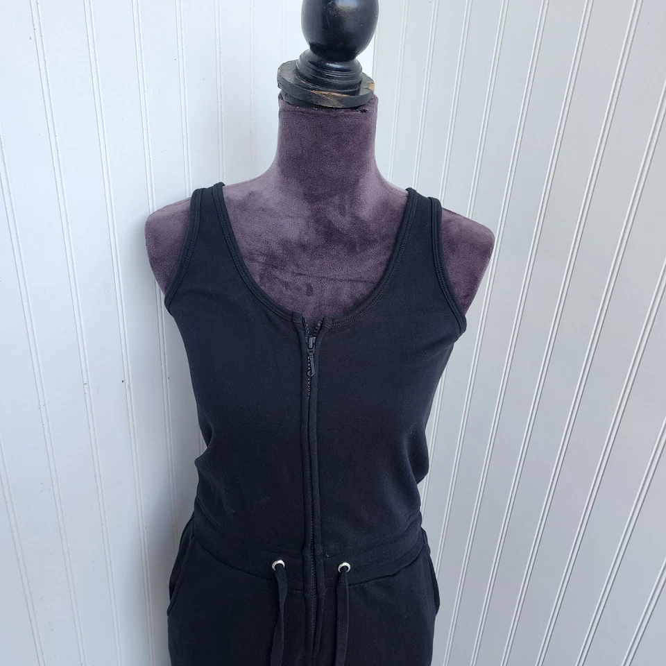 Juicy Couture Womens Zip Front Sleeveless Jumpsuit Black Drawstring Sweat Sz S - Image 4 of 4