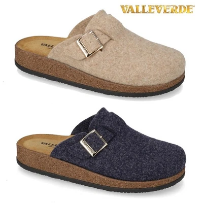Valleverde Ciabatta Donna Pantofola casa in Feltro con Fibbia 55150 Nocciola o B