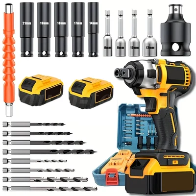 48V Cordless Hammer Drill Set Electric Impact Driver Screwdriver + 2x Battery UK