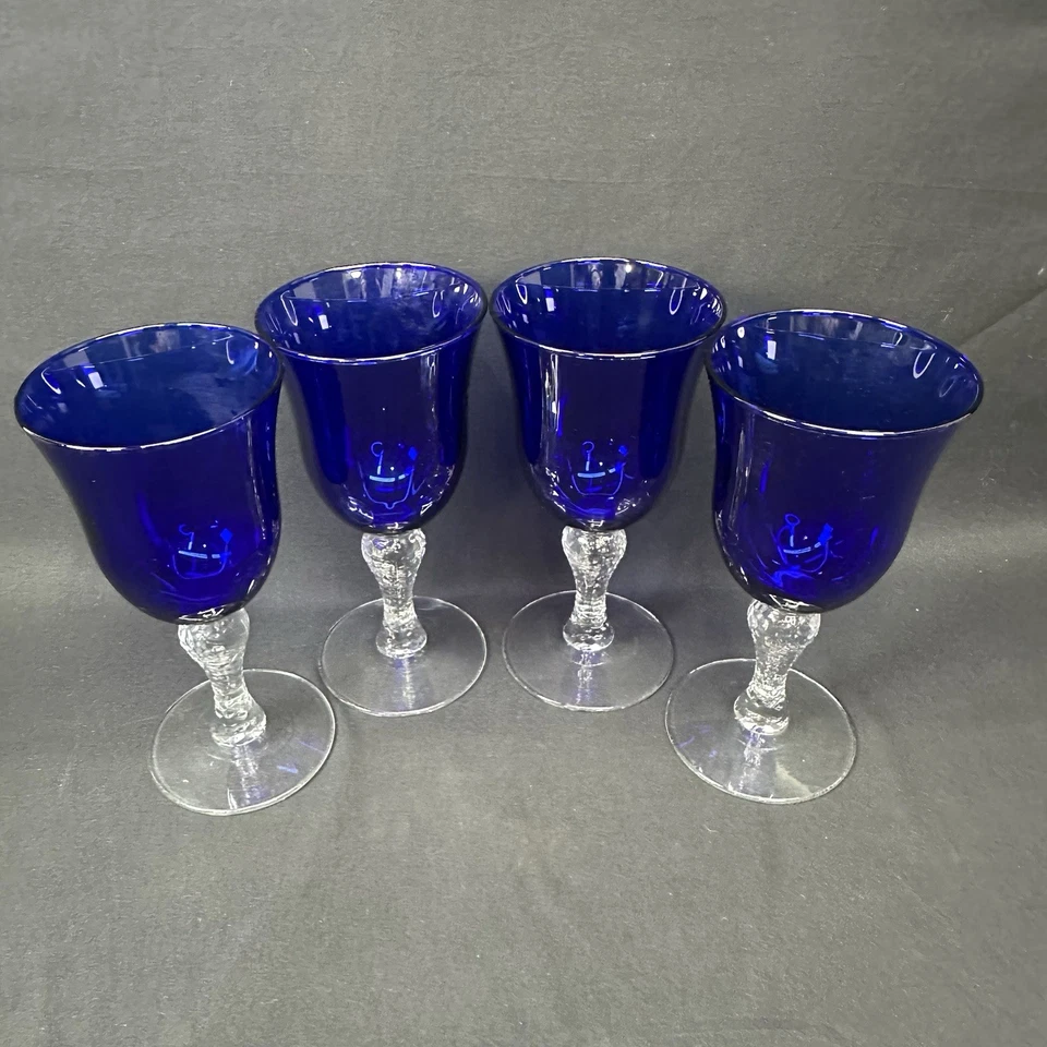 Libbey 'Martello Cobalt' 7 3/8" copa de agua con hoyuelos transparentes, juego de 4 Foto 2 de 4