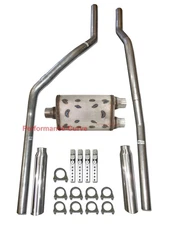 83-01 Chevrolet GMC S10 S15 Mandrel Bent Dual Exhaust w/ Flow Chaser SS Tips