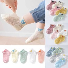 5 Pairs Summer Cotton Kids Socks Cute Cartoon Thin Mesh Baby Short Socks Dinosau
