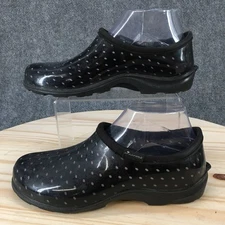 Sloggers Shoes Womens 9 M Clog Black Patent Leather Slip On Waterproof Casual