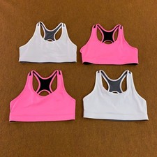 Fruit of the Loom Girls Large Pink White Racerback Mesh 4 Pack Sports Bras