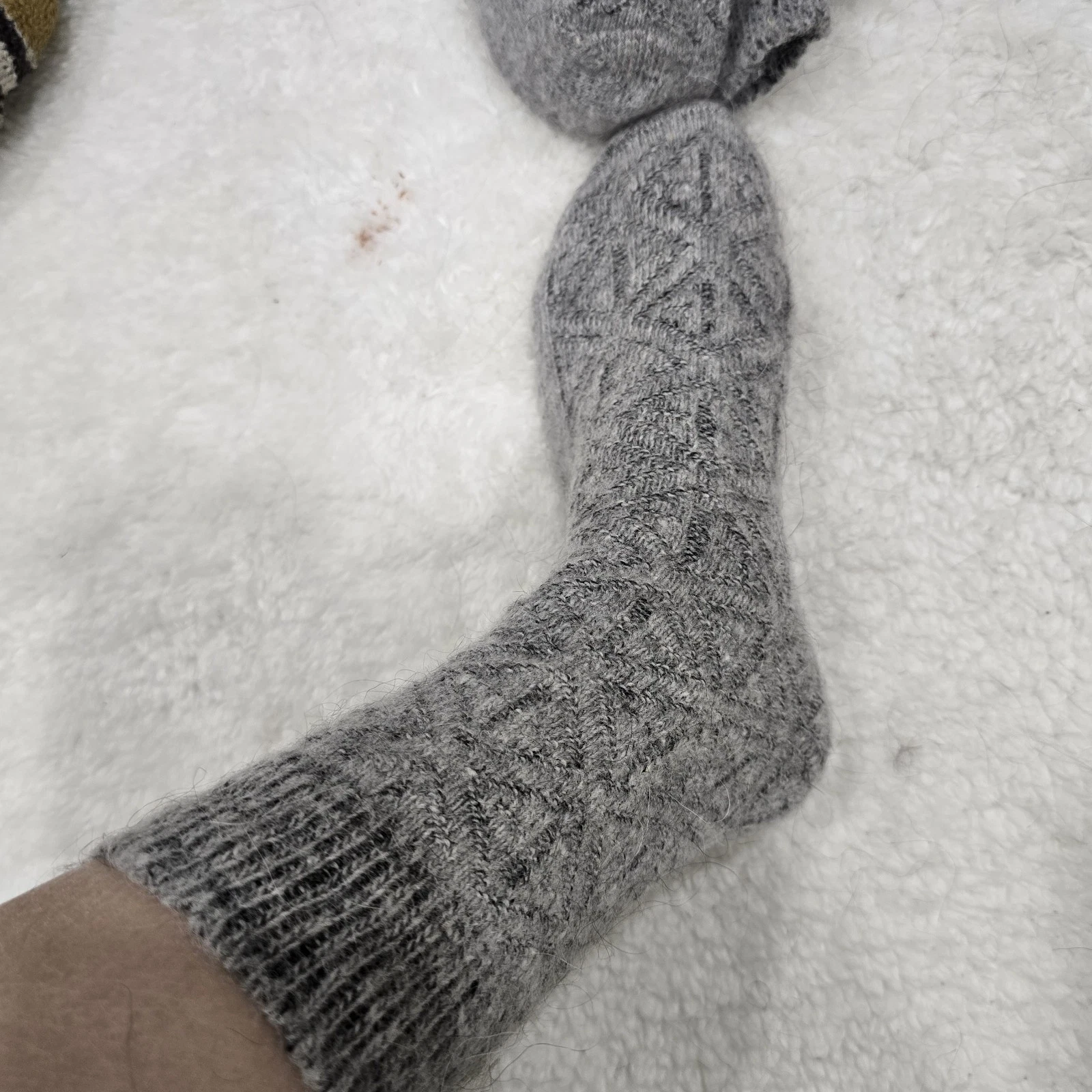 Handmade Goat Down Socks Grey Knit Woolen Winter Warm Soft Men Women