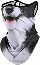 Cute Bandana Face Mask, 3D Animal Neck Gaiter Mask Scarf Border Collie 