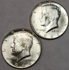 1964 Kennedy Half Dollars P & D (2 Coins) - 90% Silver, First Year - JFK-64BB