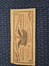 1914 Mexico 5 Cinco Pesos  La Tesoreria DeLa Federacion