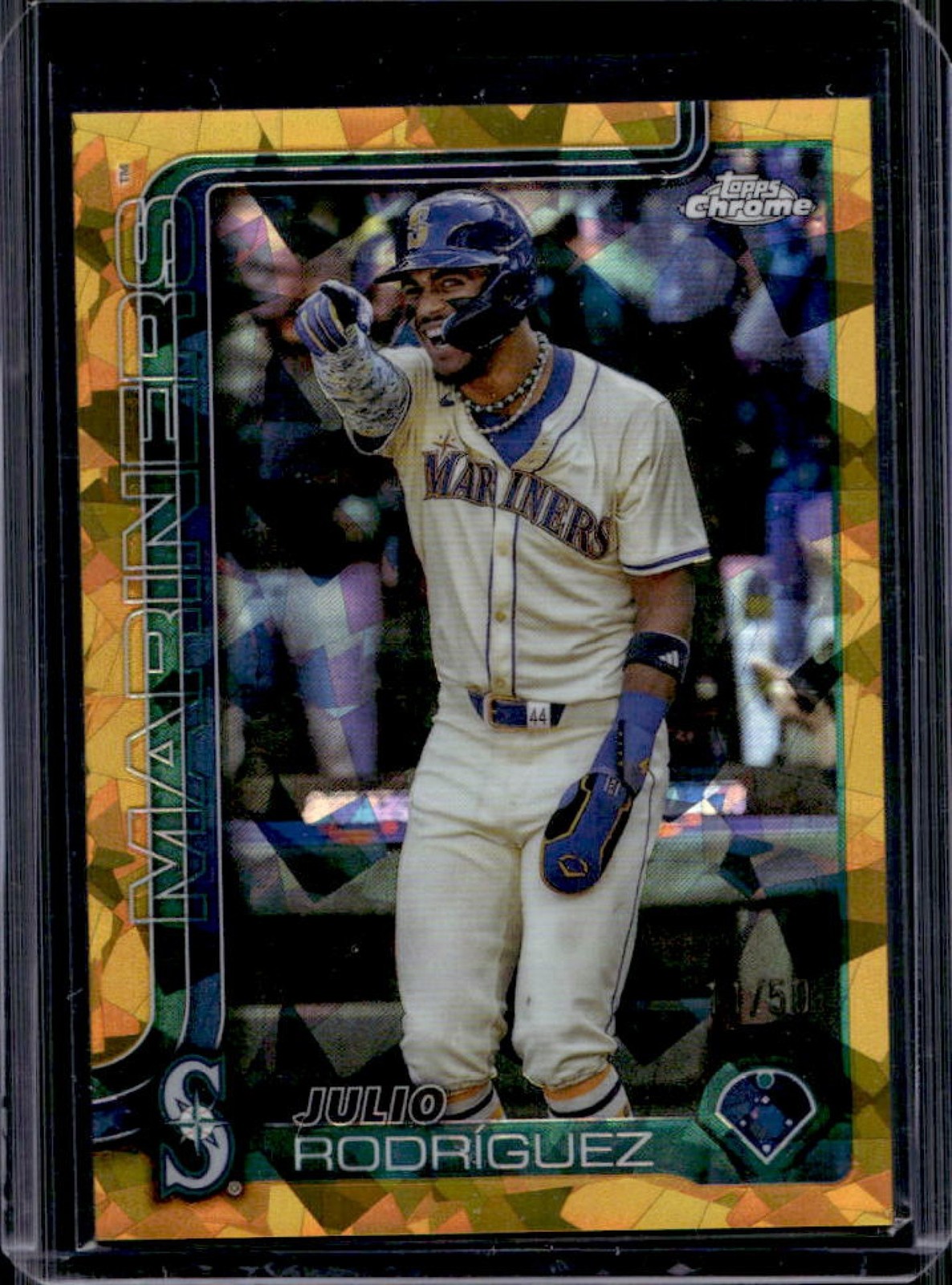 2025 Topps Chrome Sapphire Julio Rodriguez Image Variation Gold Refractor #/50