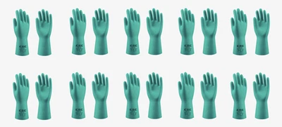 10 Paar Chemikalienschutz Nitril Handschuhe Grün Öl Säurefest Industriehandschuh - Bild 1 von 2