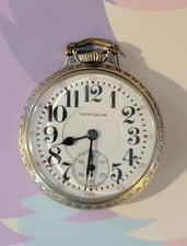 Hamilton Wadsworth Railroad Bar Over Crown 992 L 14K Gold 21 Jewels Pocket Watch