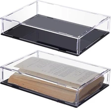 2 Pcs Book Display Case 10.5 x 7.5 x 2 Inch Clear Acrylic Box Book Protector ...