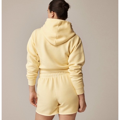 J.Crew Heritage Fleece Cropped Hoodie Yellow Sunflower Sands Athleisure XS NWT - Picture 3 of 13