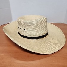 SunBody Hats Hat Cowboy Mens Natural Palm Leaf Wide Brim Western Straw