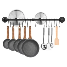 39.4 inch Wall Mounted Pot Rack with 16 Hooks Detachable Kitchen Organizer
