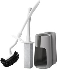 Toilet Brush and Holder Set with Pumice Stone   Long Handle Toilet Bowl Brush,