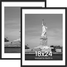 18x24 Picture Frame, Display Poster 16x20 with Mat or 18 x 24 Without Mat, Wa...