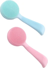 2 Pack Silicone Face Scrubber for Women, Facial Cleansing Brush Blue and Pink 