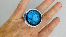 Labradorite Ring. Gorgeous Blue. Size 6. 0407